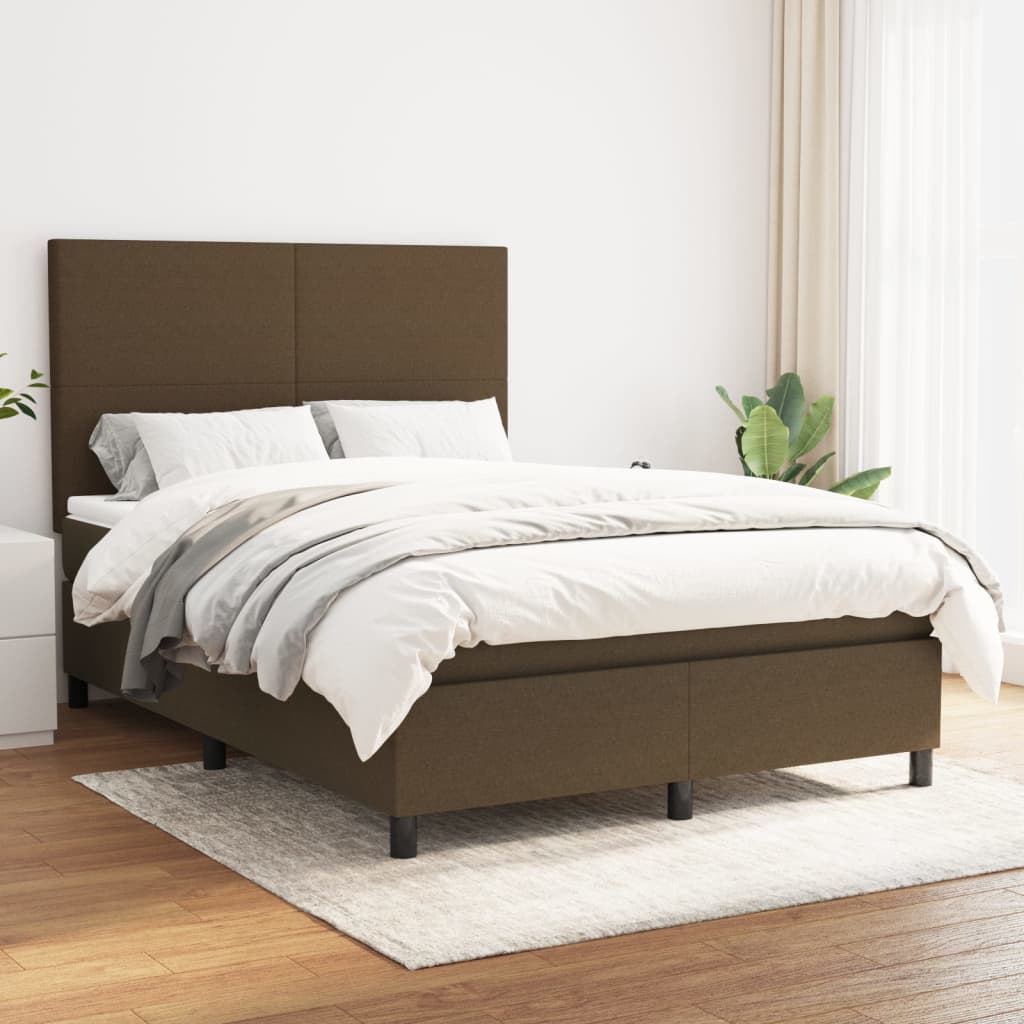 vidaXL Boxspring met matras stof lichtgrijs 200x200 cm