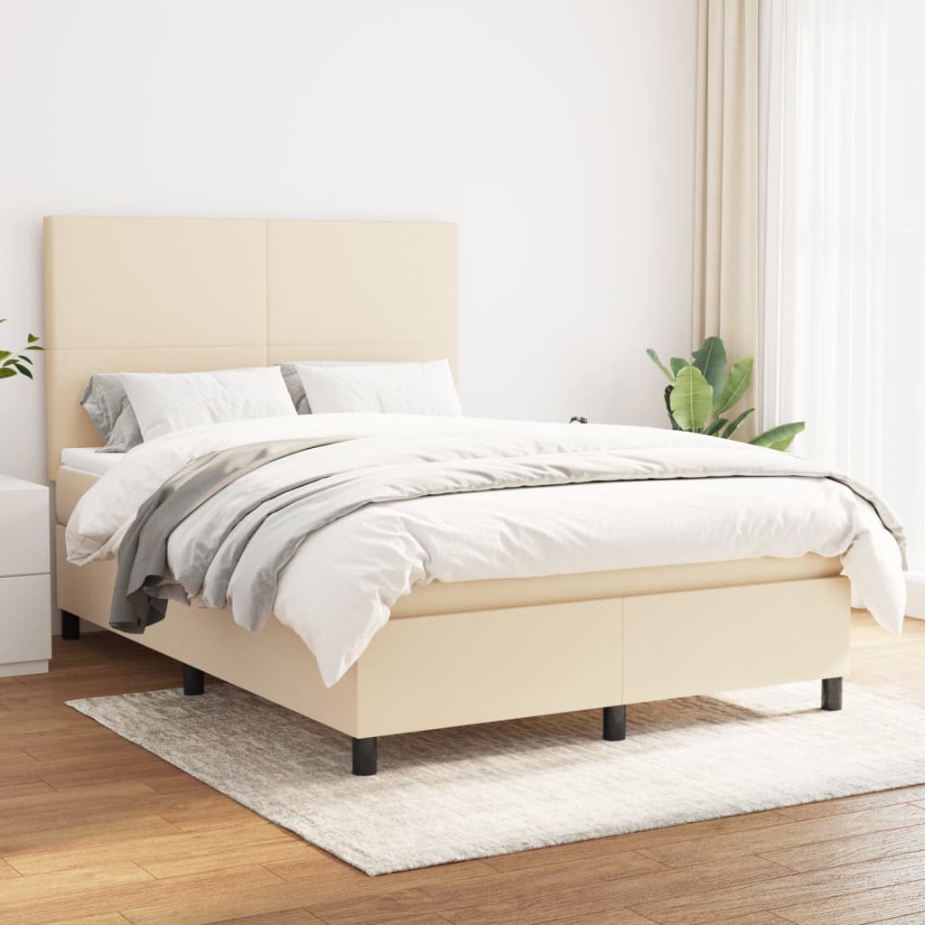 vidaXL Boxspring met matras stof lichtgrijs 200x200 cm