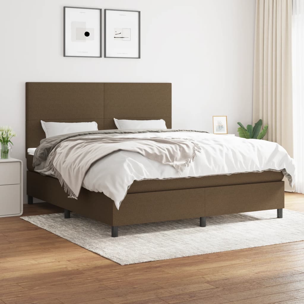 vidaXL Boxspring met matras stof lichtgrijs 200x200 cm