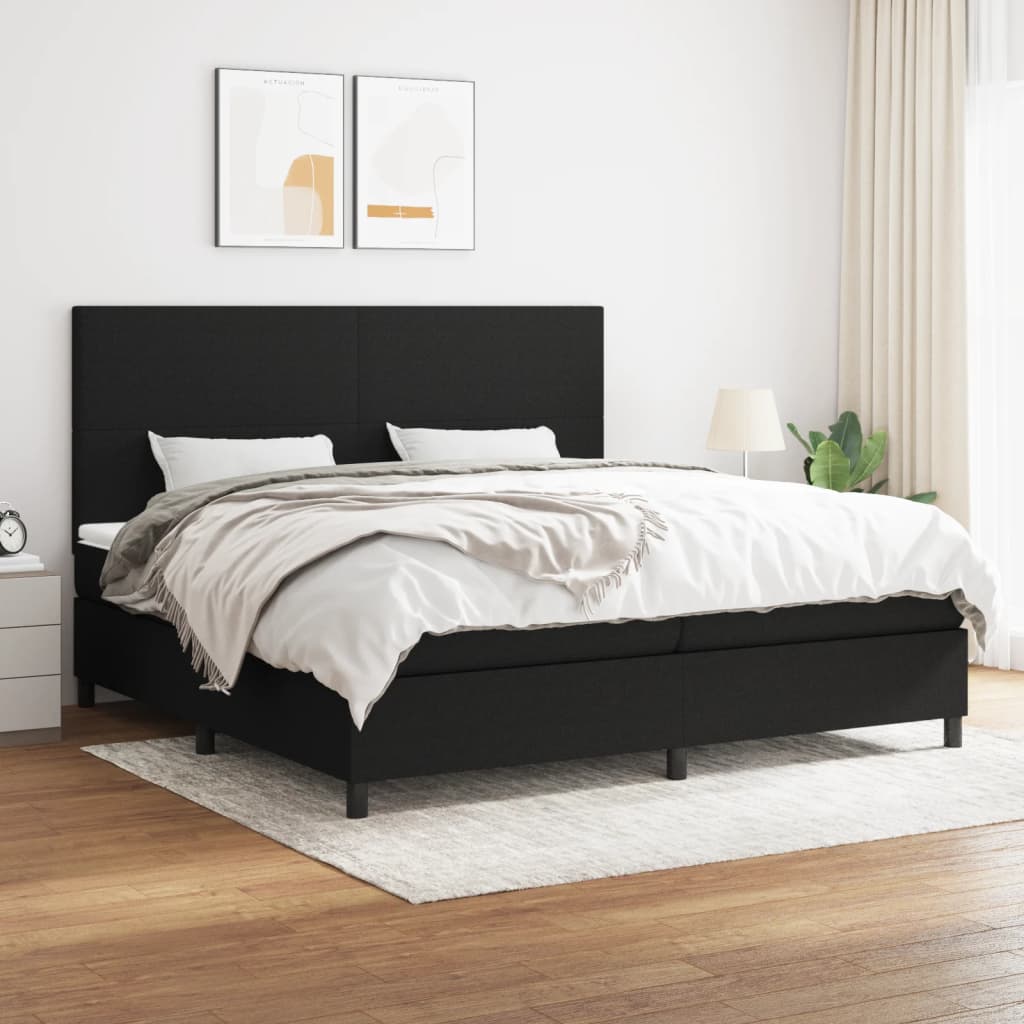 vidaXL Boxspring met matras stof lichtgrijs 200x200 cm