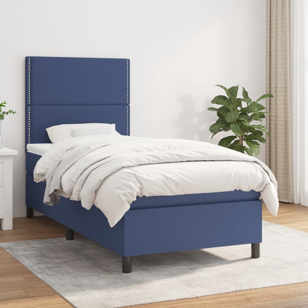 vidaXL Boxspring met matras stof lichtgrijs 200x200 cm