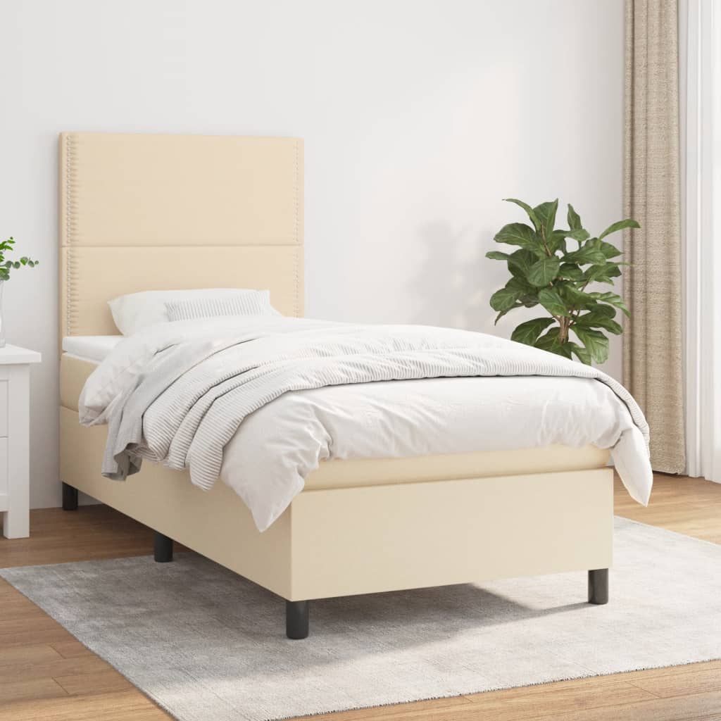 vidaXL Boxspring met matras stof lichtgrijs 200x200 cm