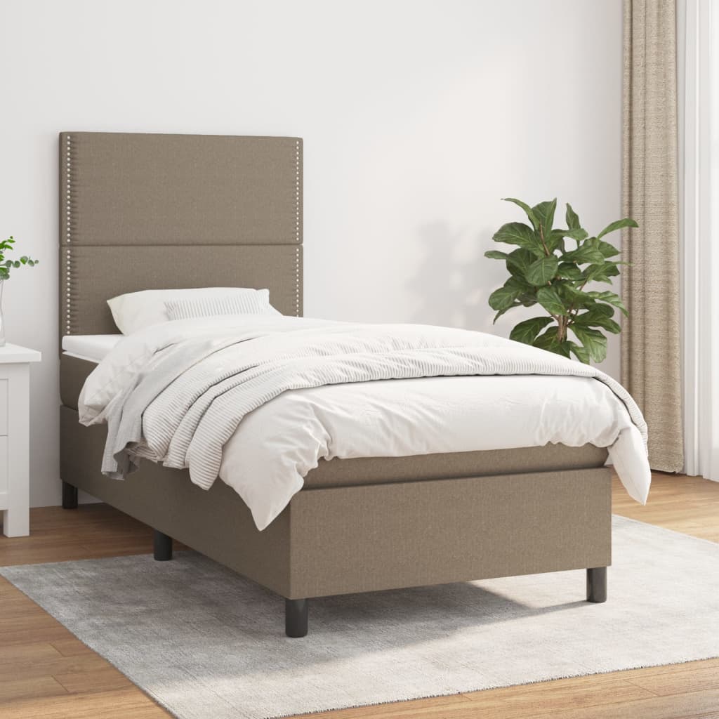 vidaXL Boxspring met matras stof lichtgrijs 200x200 cm