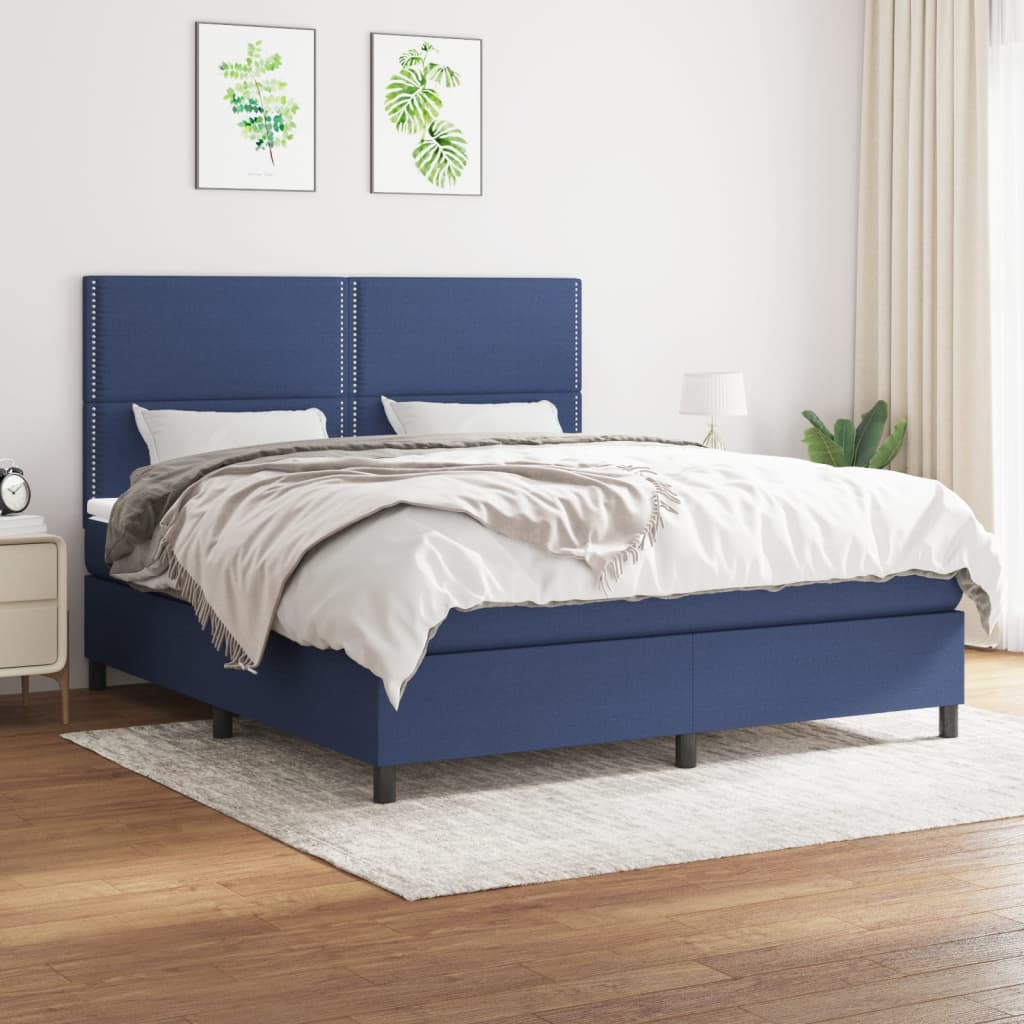 vidaXL Boxspring met matras stof lichtgrijs 200x200 cm