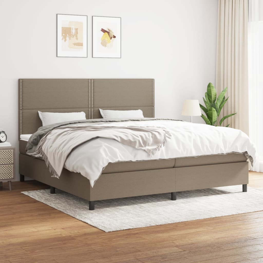 vidaXL Boxspring met matras stof lichtgrijs 200x200 cm