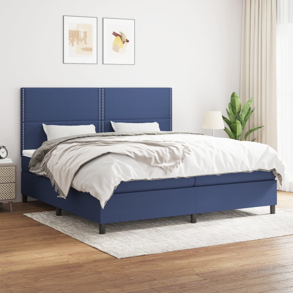 vidaXL Boxspring met matras stof lichtgrijs 200x200 cm