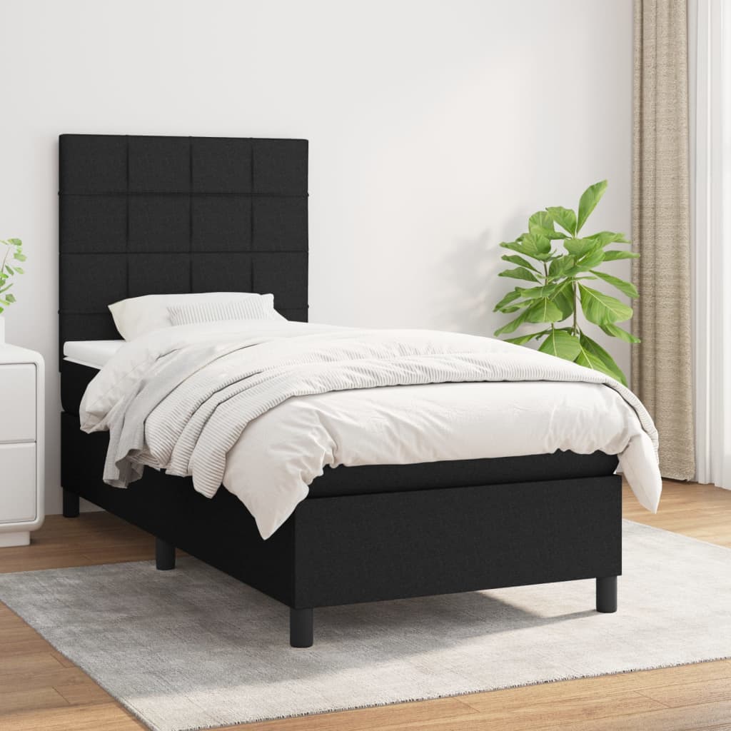 vidaXL Boxspring met matras stof lichtgrijs 200x200 cm