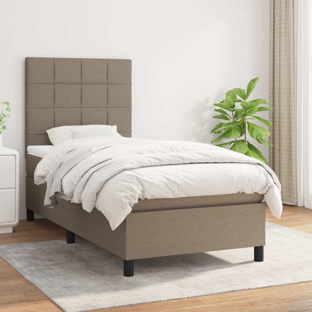 vidaXL Boxspring met matras stof lichtgrijs 200x200 cm