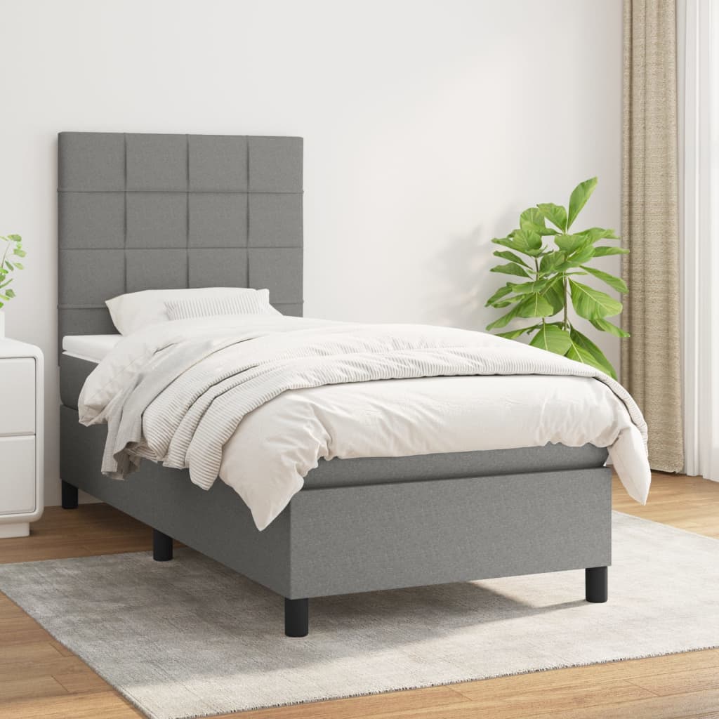 vidaXL Boxspring met matras stof lichtgrijs 200x200 cm