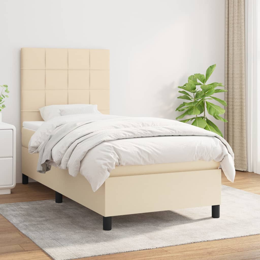 vidaXL Boxspring met matras stof lichtgrijs 200x200 cm
