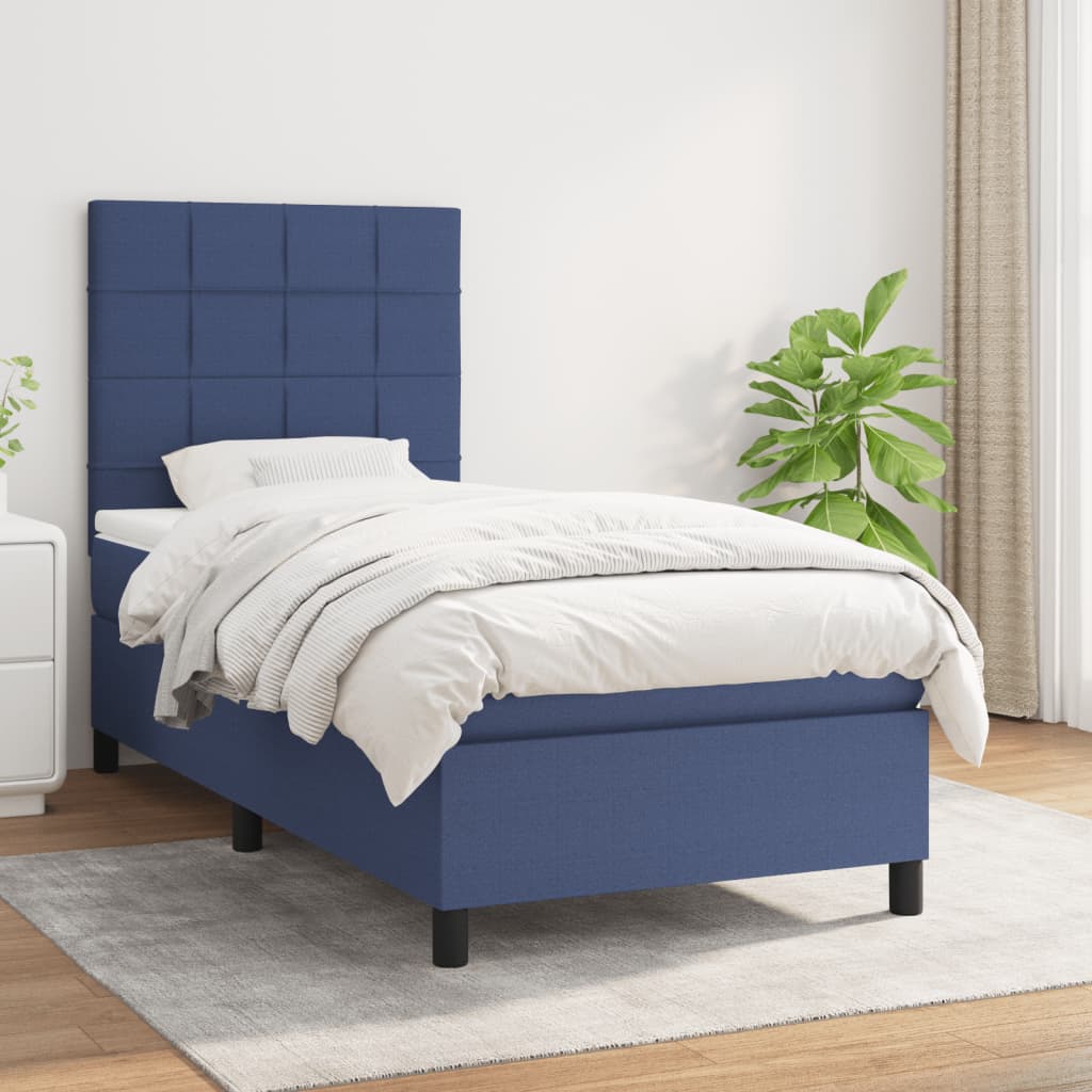 vidaXL Boxspring met matras stof lichtgrijs 200x200 cm