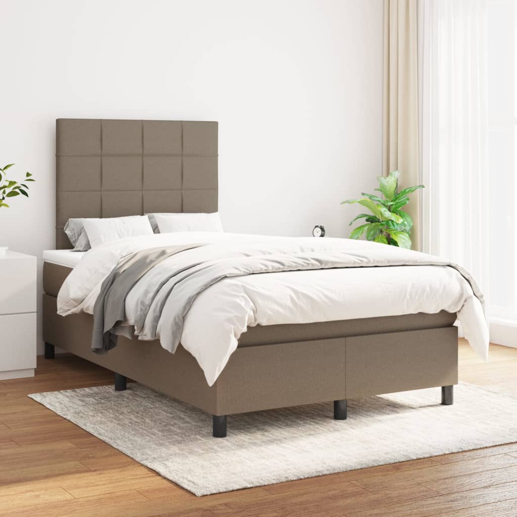 vidaXL Boxspring met matras stof lichtgrijs 200x200 cm