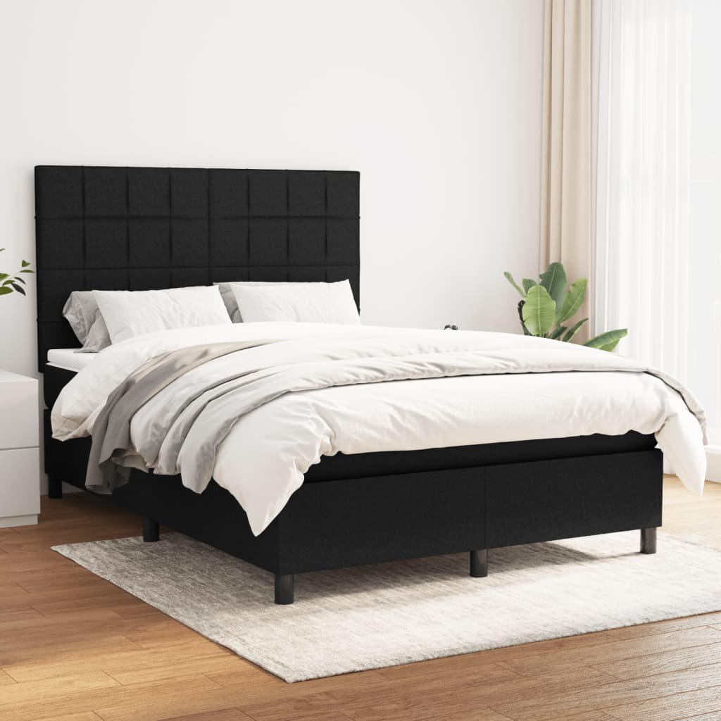 vidaXL Boxspring met matras stof lichtgrijs 200x200 cm