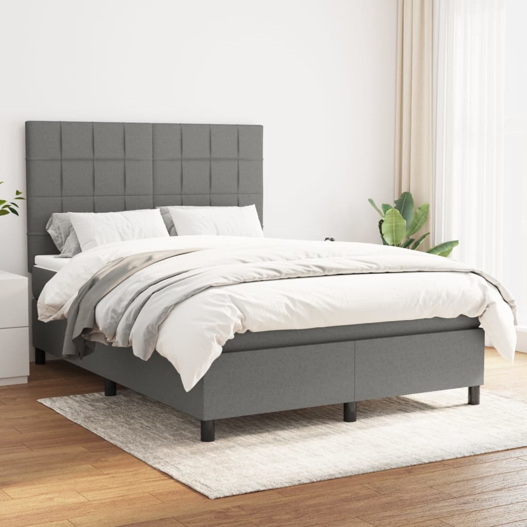 vidaXL Boxspring met matras stof lichtgrijs 200x200 cm