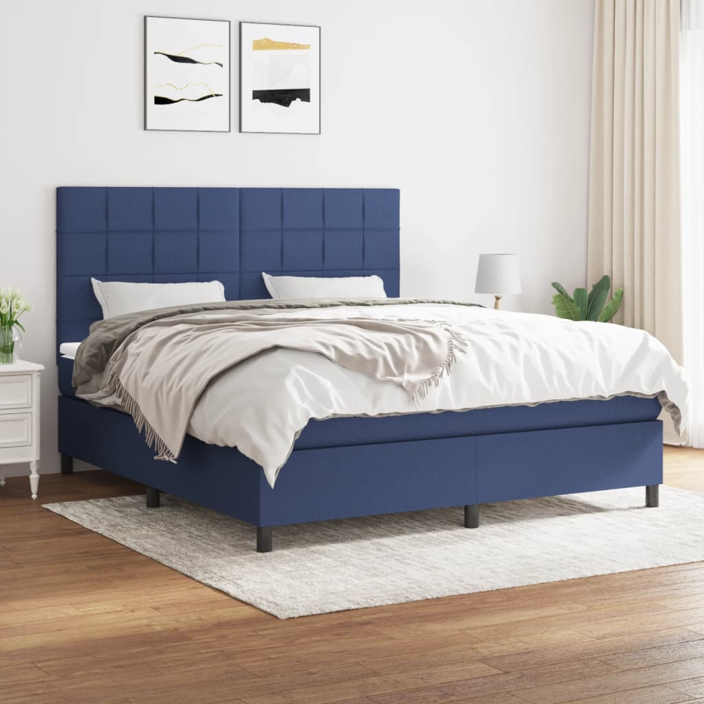 vidaXL Boxspring met matras stof lichtgrijs 200x200 cm