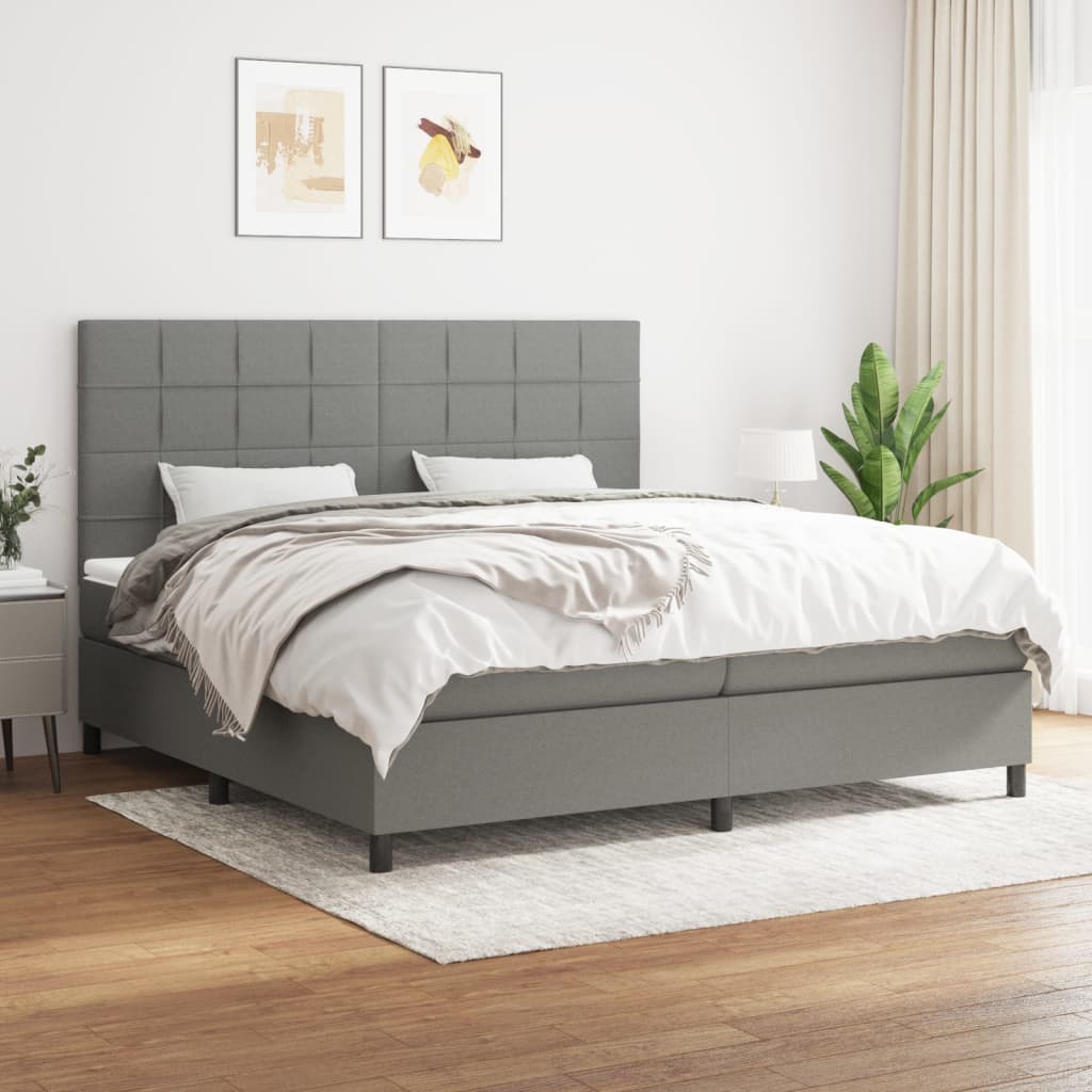 vidaXL Boxspring met matras stof lichtgrijs 200x200 cm
