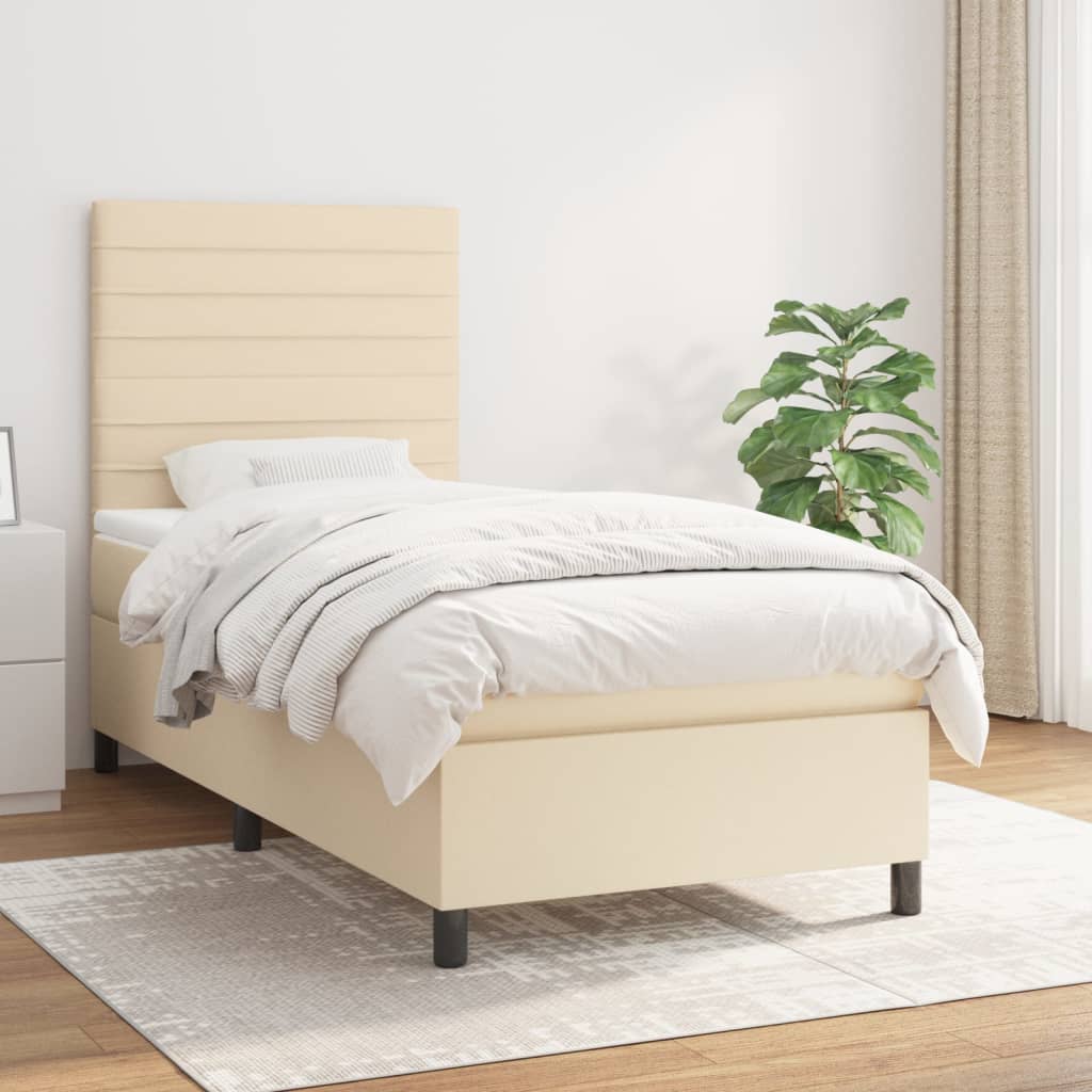 vidaXL Boxspring met matras stof lichtgrijs 200x200 cm