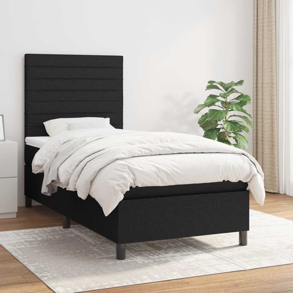 vidaXL Boxspring met matras stof lichtgrijs 200x200 cm
