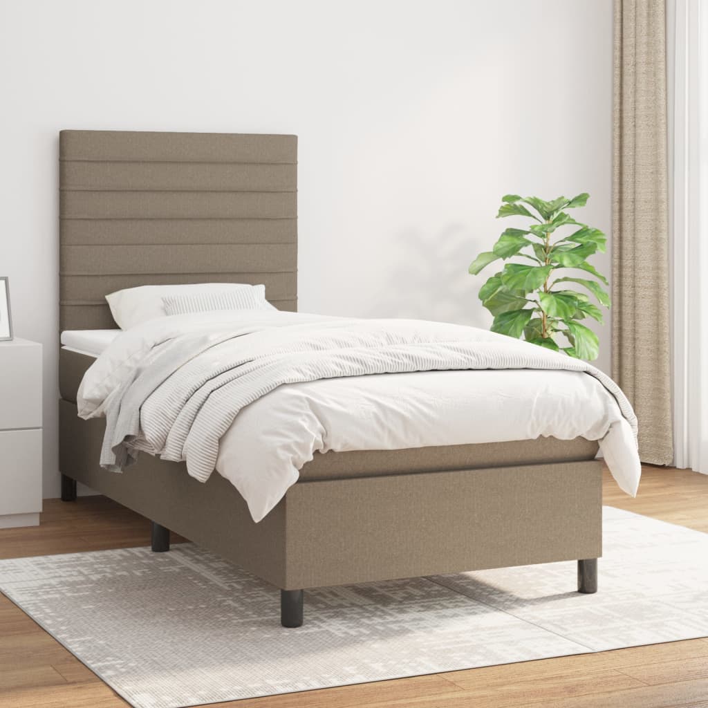 vidaXL Boxspring met matras stof lichtgrijs 200x200 cm