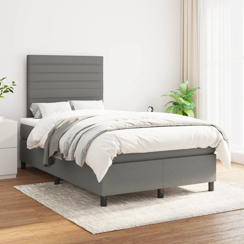 vidaXL Boxspring met matras stof lichtgrijs 200x200 cm