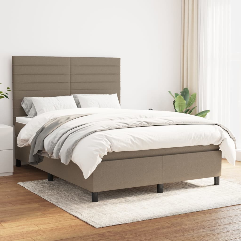vidaXL Boxspring met matras stof lichtgrijs 200x200 cm