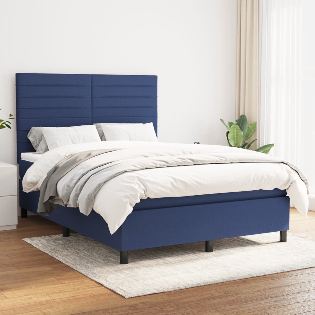 vidaXL Boxspring met matras stof lichtgrijs 200x200 cm