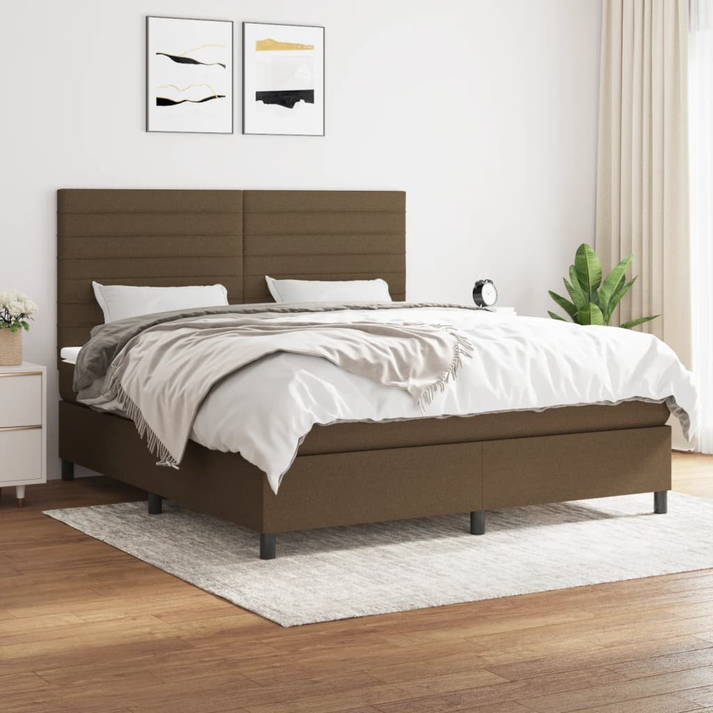 vidaXL Boxspring met matras stof lichtgrijs 200x200 cm