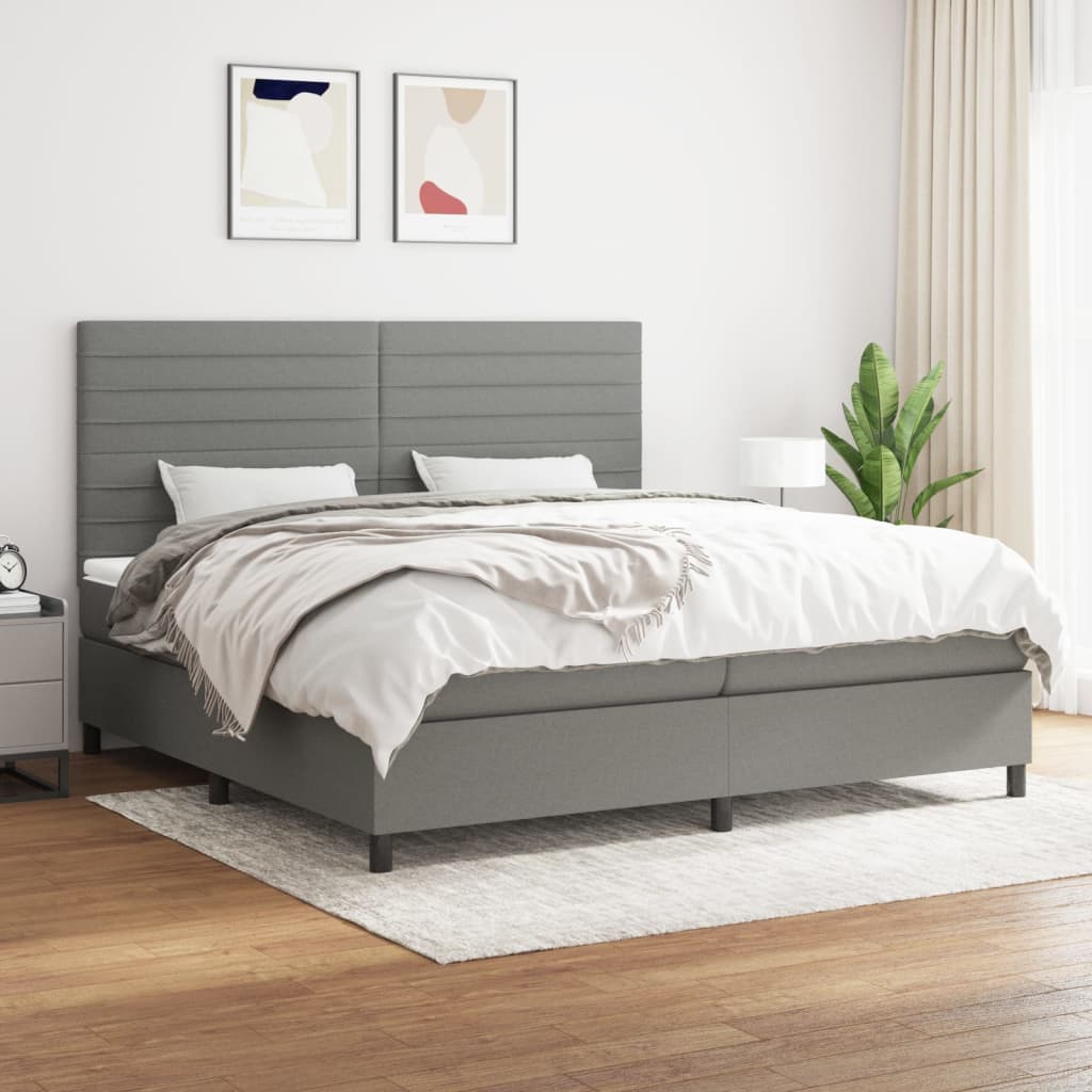 vidaXL Boxspring met matras stof lichtgrijs 200x200 cm