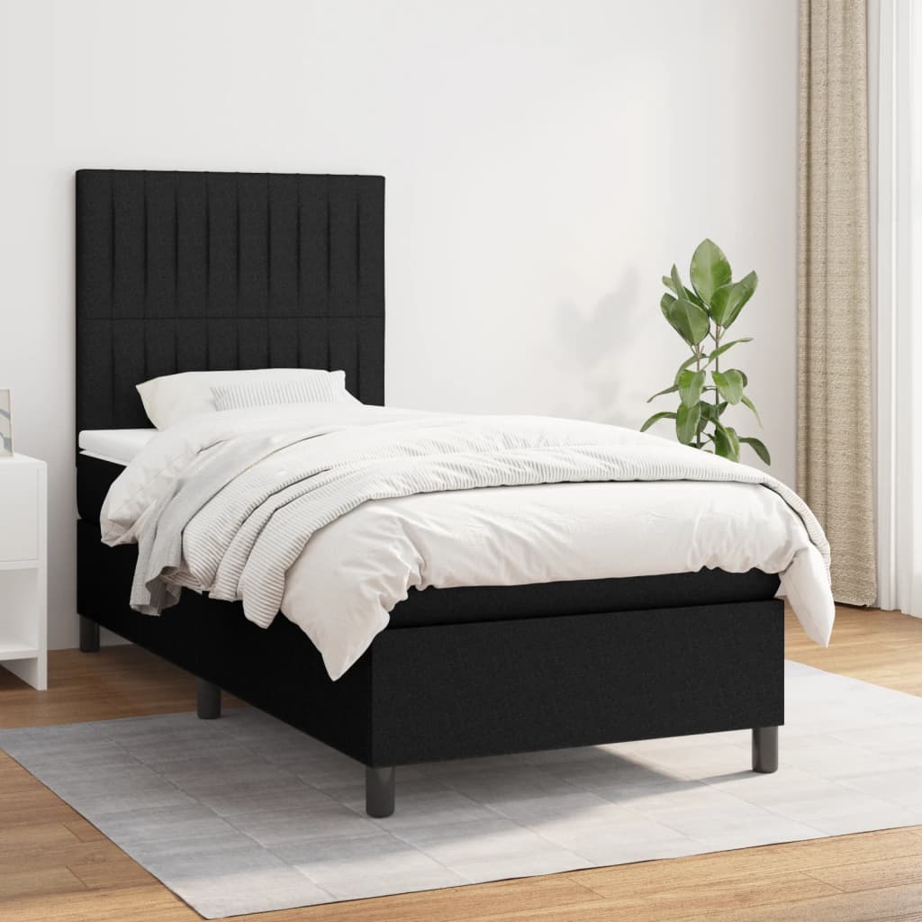 vidaXL Boxspring met matras stof lichtgrijs 200x200 cm