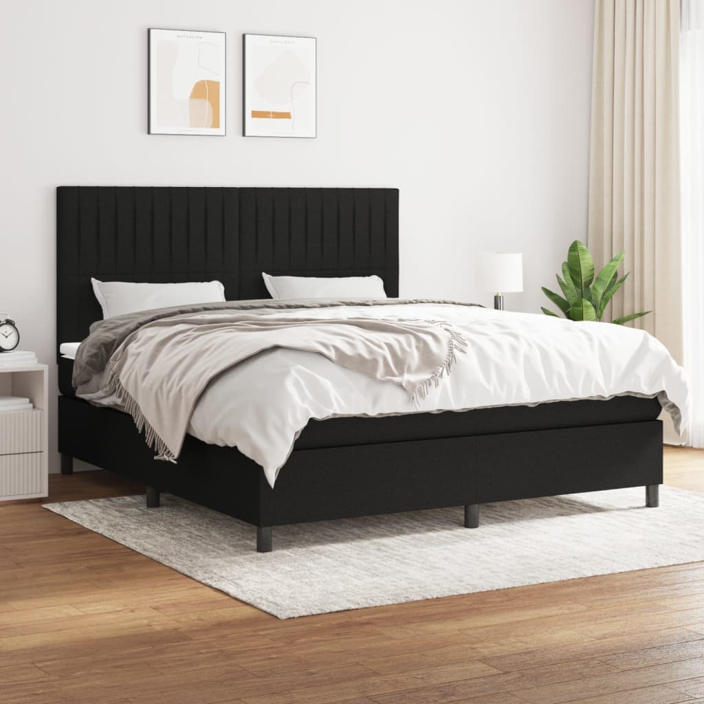vidaXL Boxspring met matras stof lichtgrijs 200x200 cm