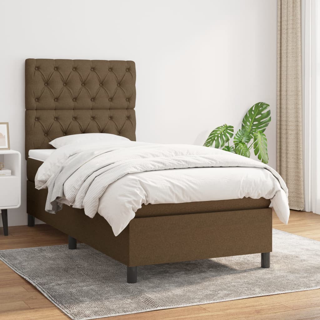 vidaXL Boxspring met matras stof lichtgrijs 200x200 cm