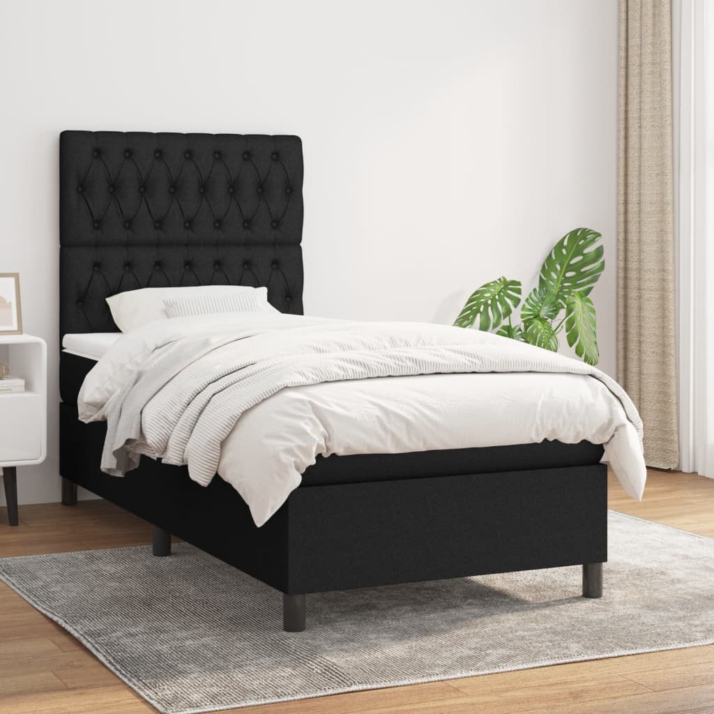 vidaXL Boxspring met matras stof lichtgrijs 200x200 cm