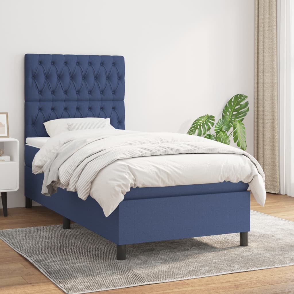 vidaXL Boxspring met matras stof lichtgrijs 200x200 cm