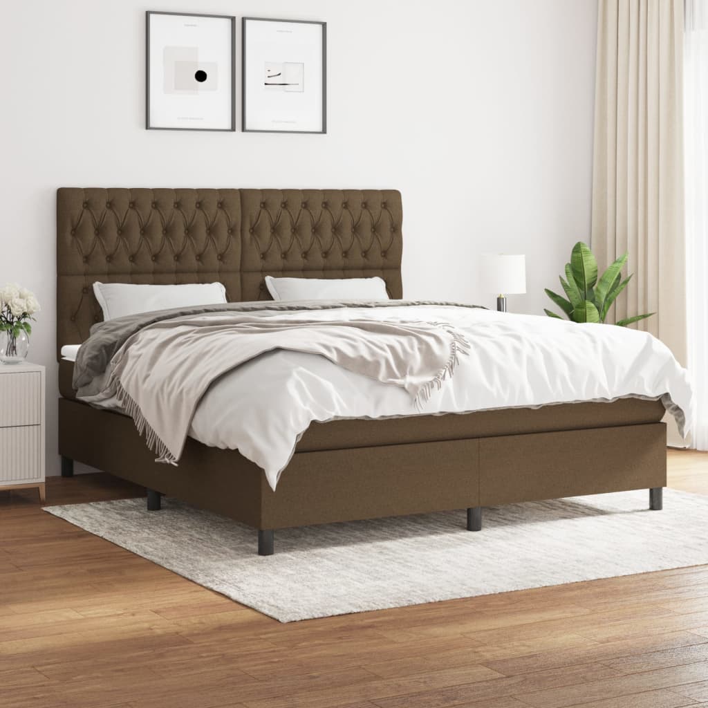 vidaXL Boxspring met matras stof lichtgrijs 200x200 cm