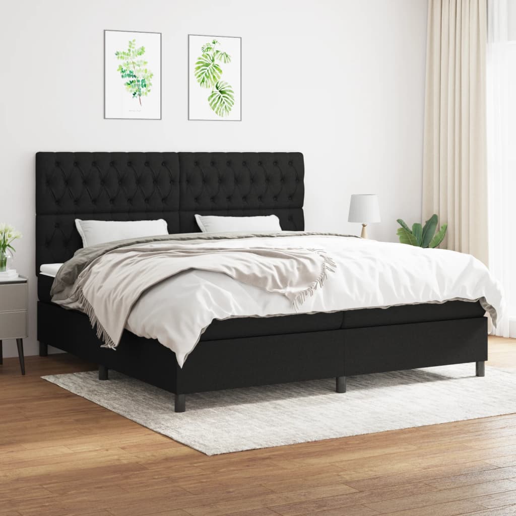 vidaXL Boxspring met matras stof lichtgrijs 200x200 cm