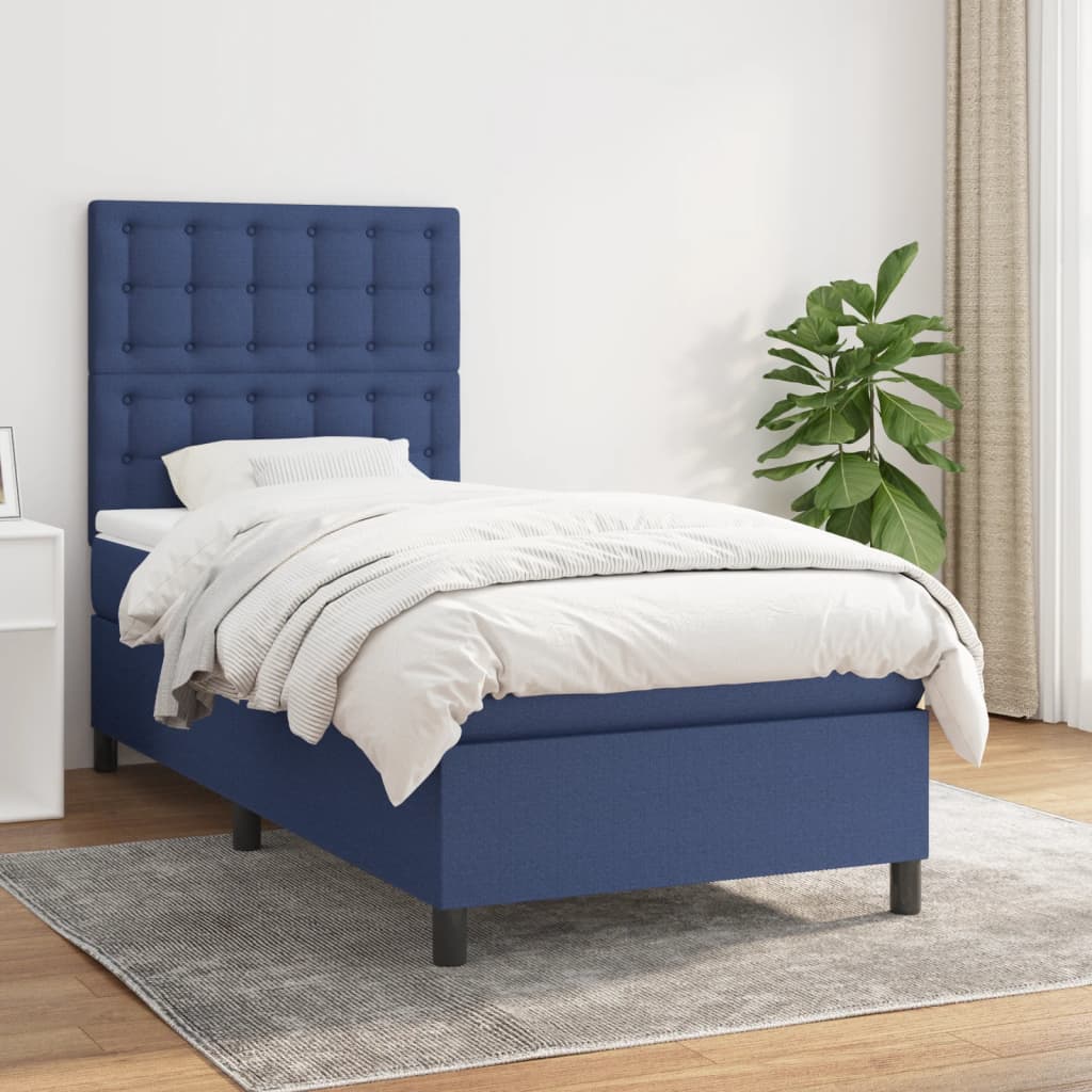 vidaXL Boxspring met matras stof lichtgrijs 200x200 cm