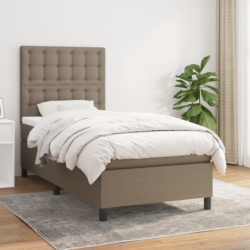 vidaXL Boxspring met matras stof lichtgrijs 200x200 cm