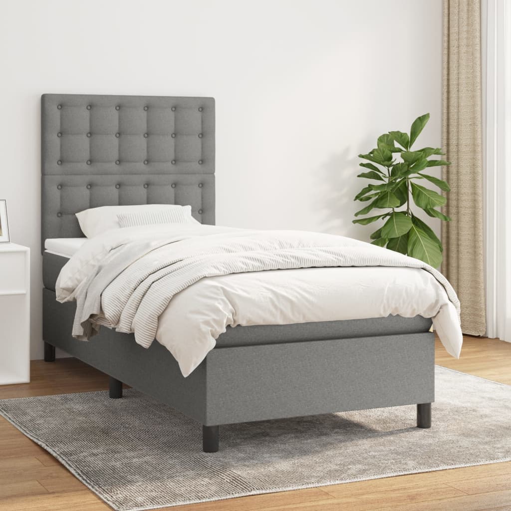 vidaXL Boxspring met matras stof lichtgrijs 200x200 cm