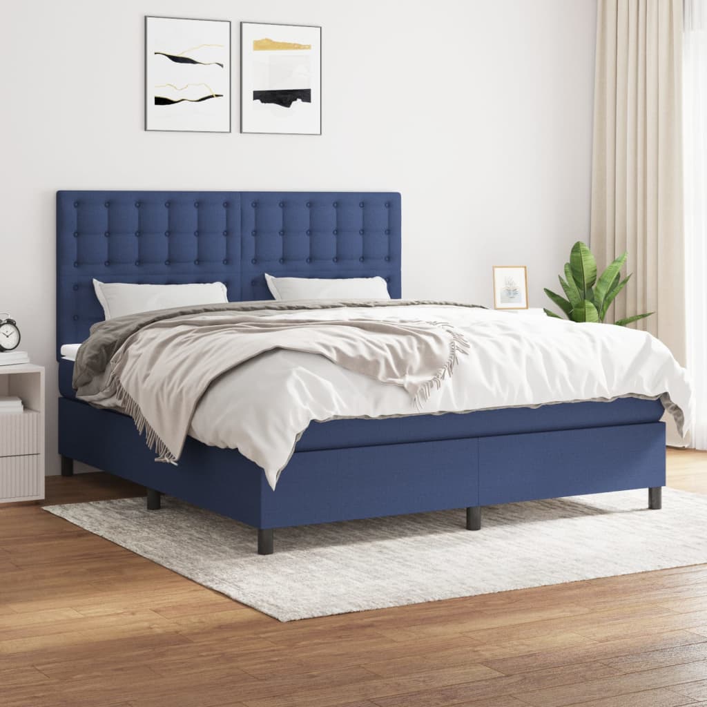 vidaXL Boxspring met matras stof lichtgrijs 200x200 cm