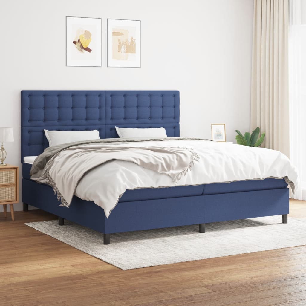 vidaXL Boxspring met matras stof lichtgrijs 200x200 cm