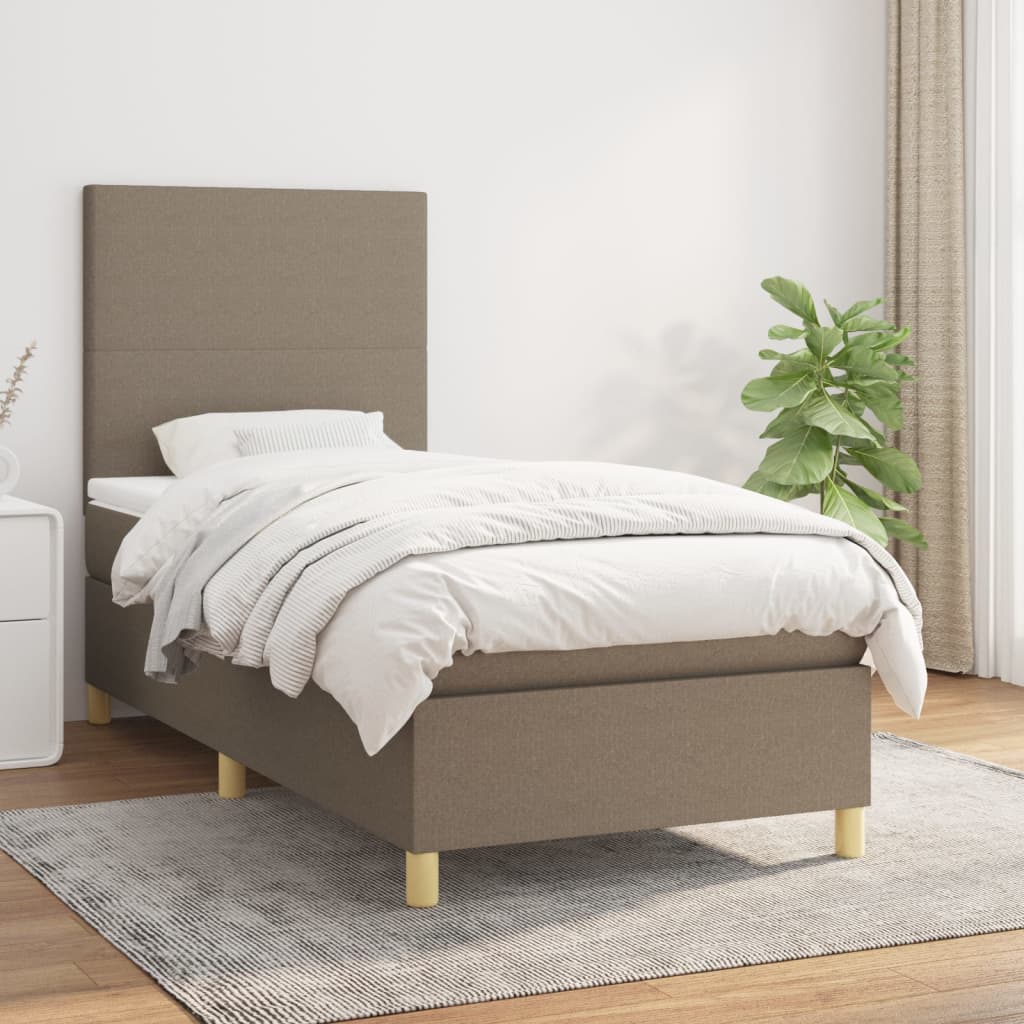 vidaXL Boxspring met matras stof donkerbruin 100x200 cm