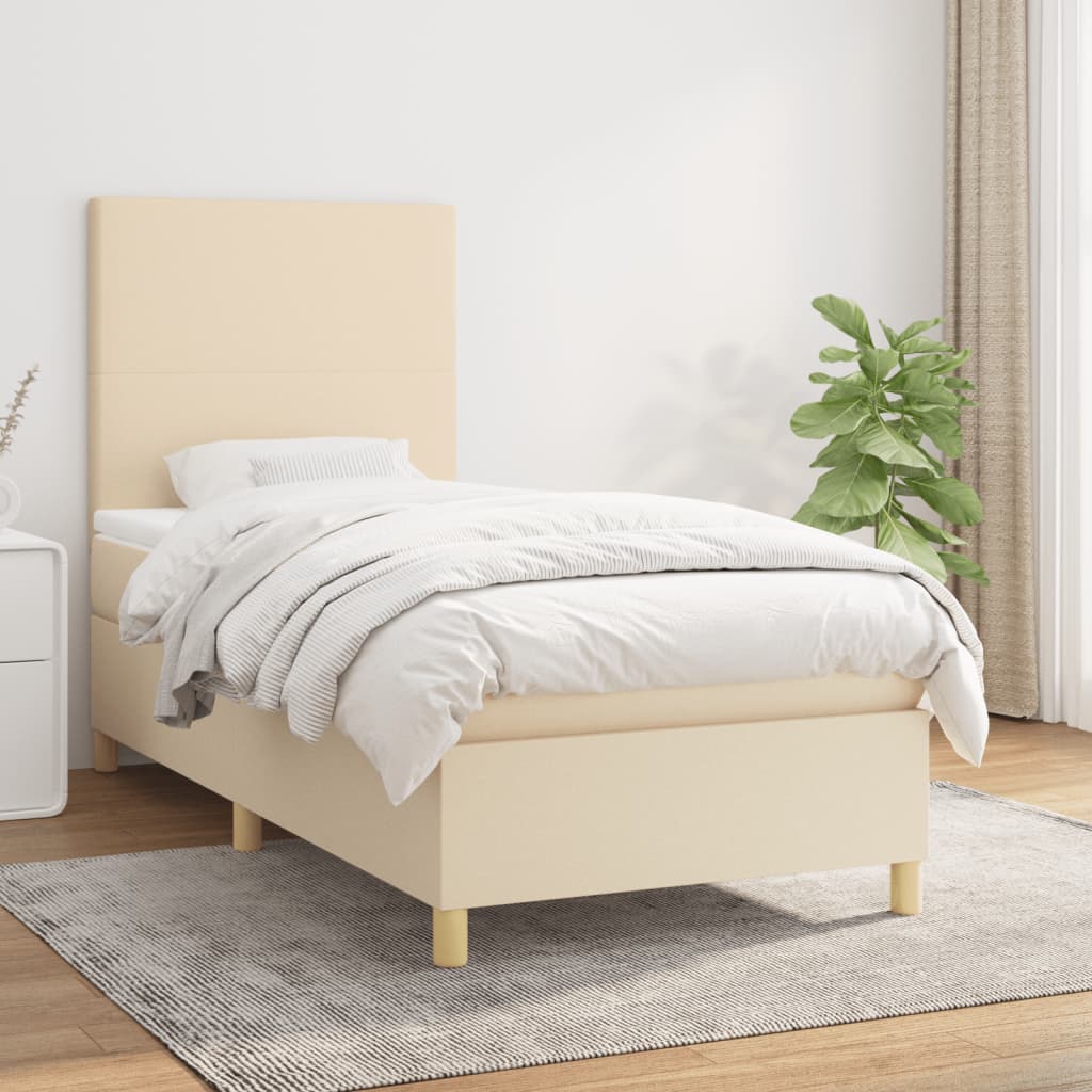 vidaXL Boxspring met matras stof donkerbruin 100x200 cm