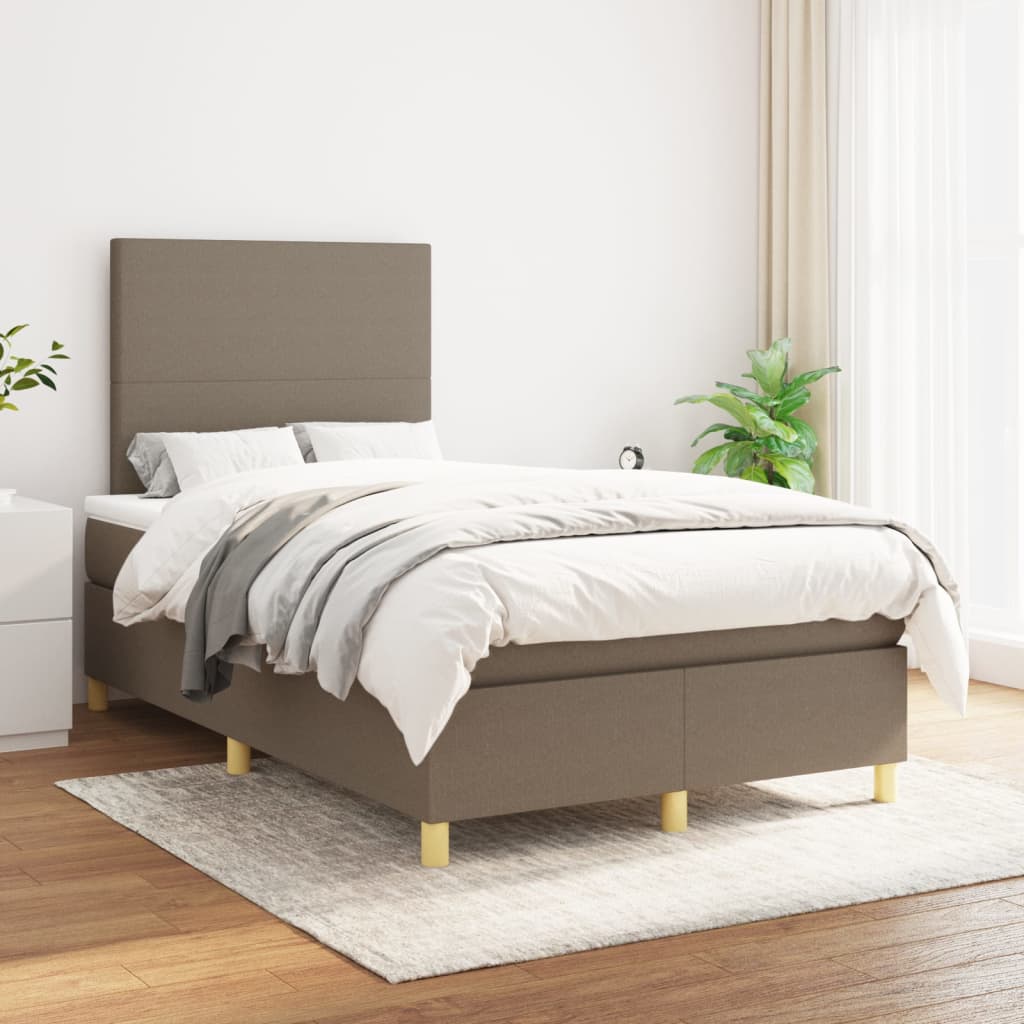 vidaXL Boxspring met matras stof donkerbruin 100x200 cm