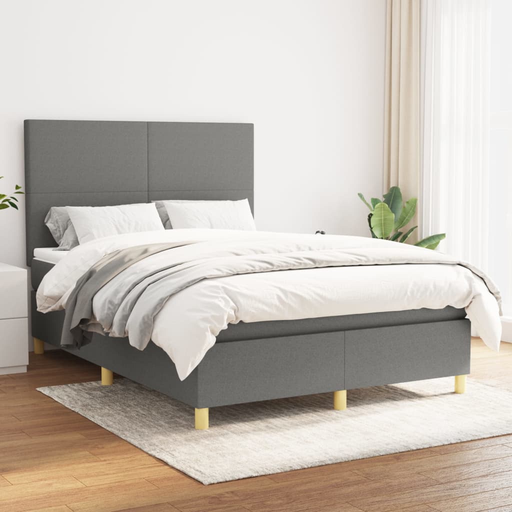 vidaXL Boxspring met matras stof donkerbruin 100x200 cm