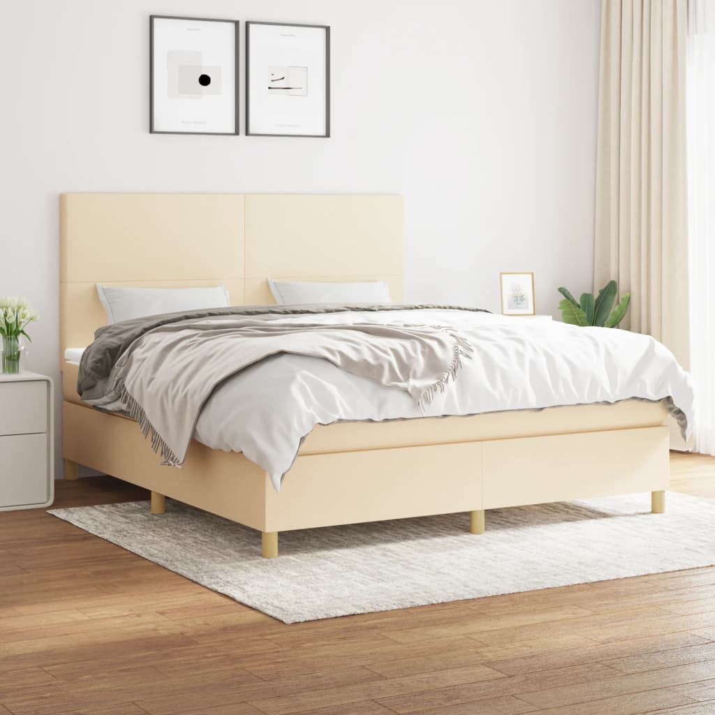 vidaXL Boxspring met matras stof donkerbruin 100x200 cm