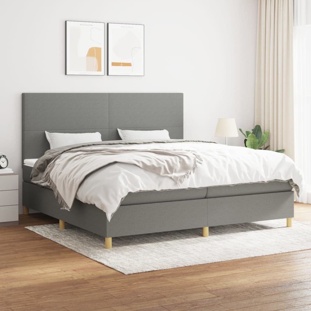 vidaXL Boxspring met matras stof donkerbruin 100x200 cm
