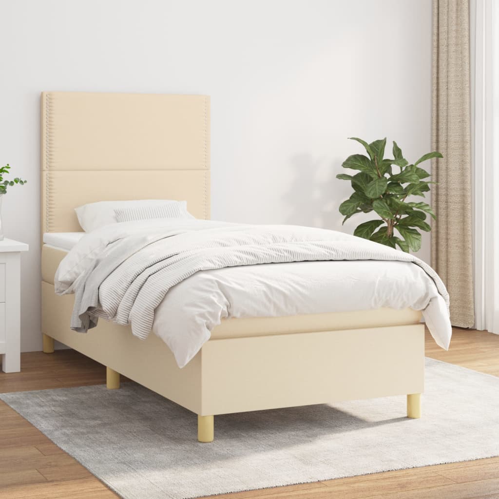 vidaXL Boxspring met matras stof donkerbruin 100x200 cm
