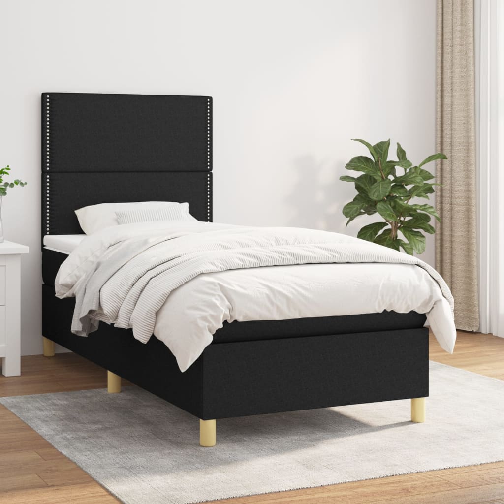 vidaXL Boxspring met matras stof donkerbruin 100x200 cm