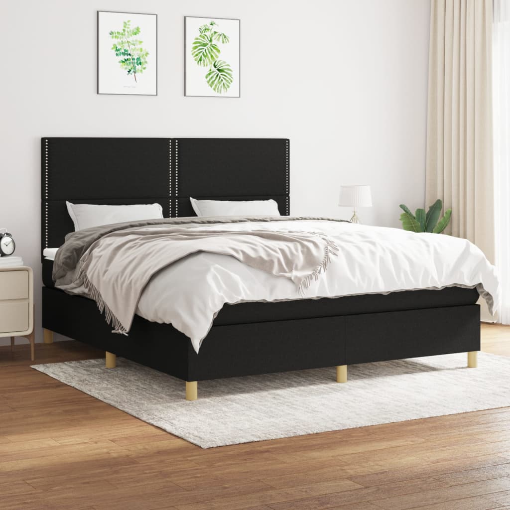 vidaXL Boxspring met matras stof donkerbruin 100x200 cm