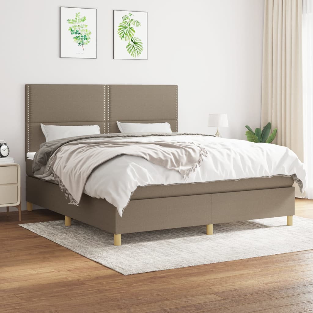 vidaXL Boxspring met matras stof donkerbruin 100x200 cm